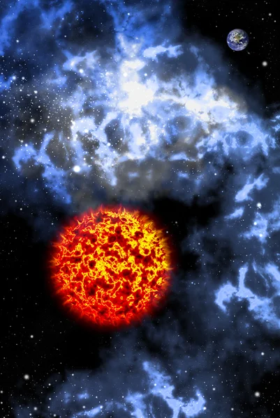 Большое солнце с Орионом в космосе — стоковое фото
