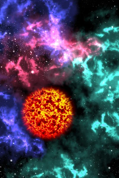 Sole con orione colorato nello spazio — Foto Stock
