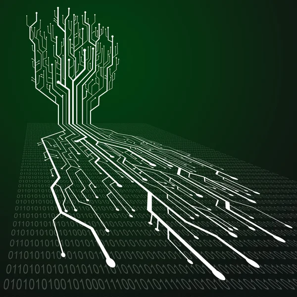 Circuit board ,Tree and root shape — Stock Photo, Image