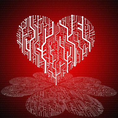 Circuit board in Heart shape with pattern on ground clipart