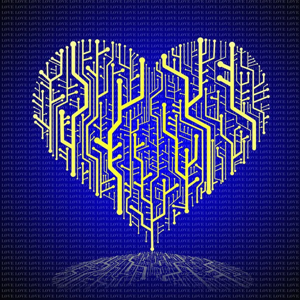 Placa de circuito em forma de coração — Fotografia de Stock