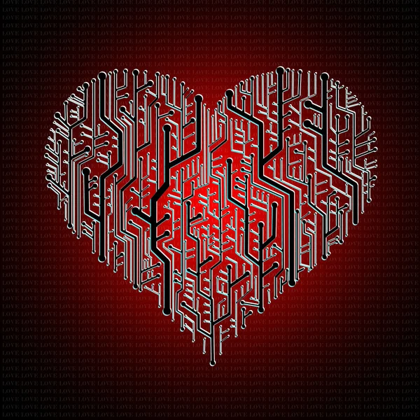 stock image Circuit board in Heart shape, Technology background