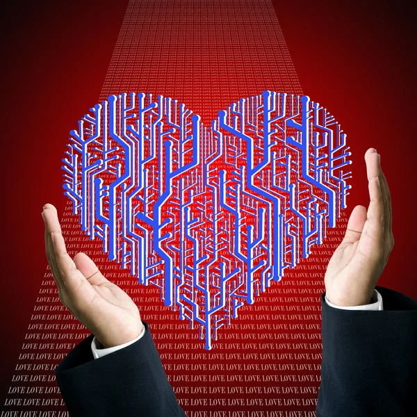 Protect the circuit board in heart shape — Stock Photo, Image