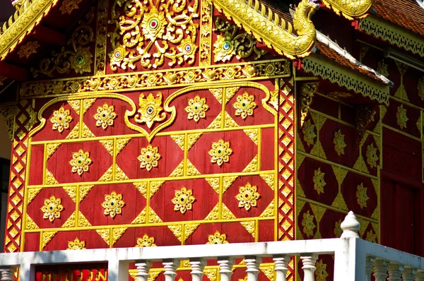 本机兰纳风格的佛教图书馆墙 — 图库照片