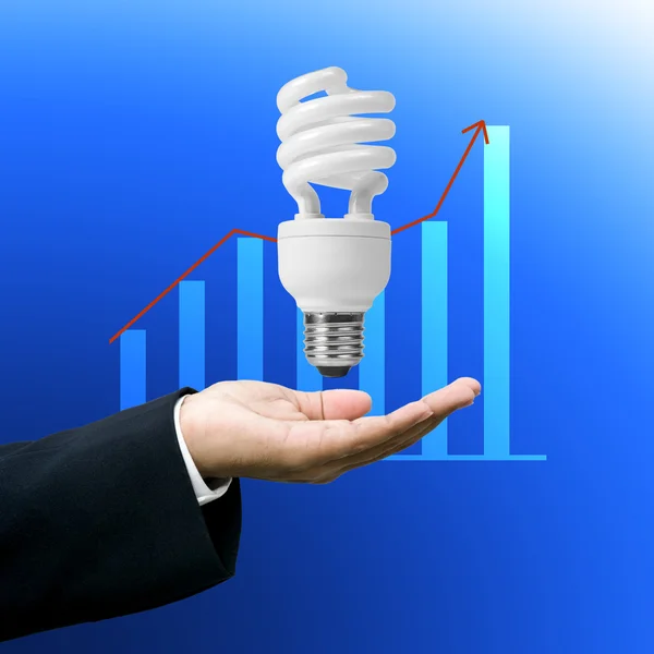 Oszczędzać energię elektryczną, oświetlenie biznes koncepcja — Zdjęcie stockowe