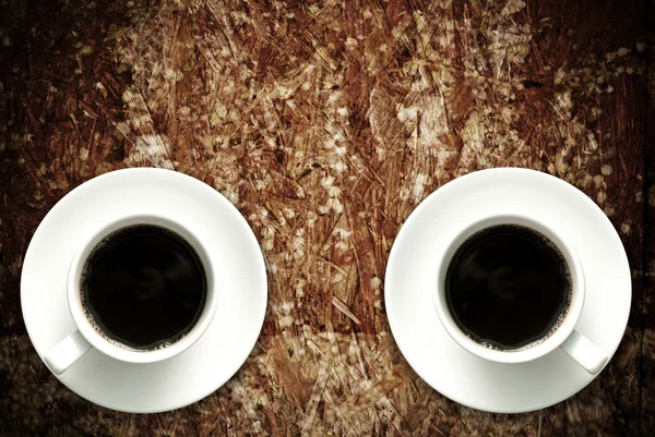 Kaffekopp på grunge bord av trä — Stockfoto