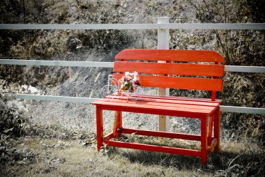 Red bench clipart