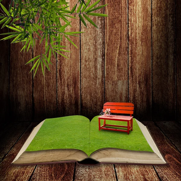 Red chair in the open book — Stock Photo, Image