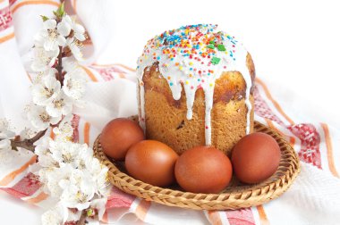 Easter cake and red eggs clipart