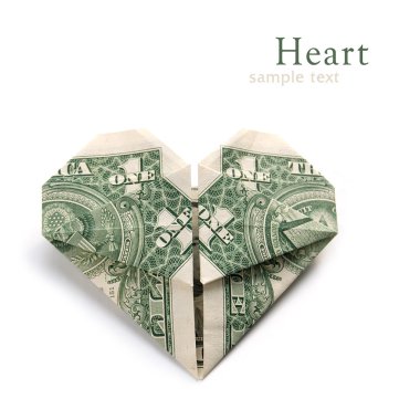 Dollar folded into heart clipart