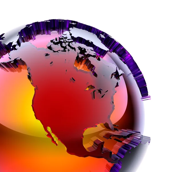 stock image Globe of colored glass with an inner warm glow