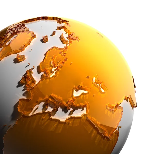 Um fragmento da Terra com continentes de vidro laranja — Fotografia de Stock