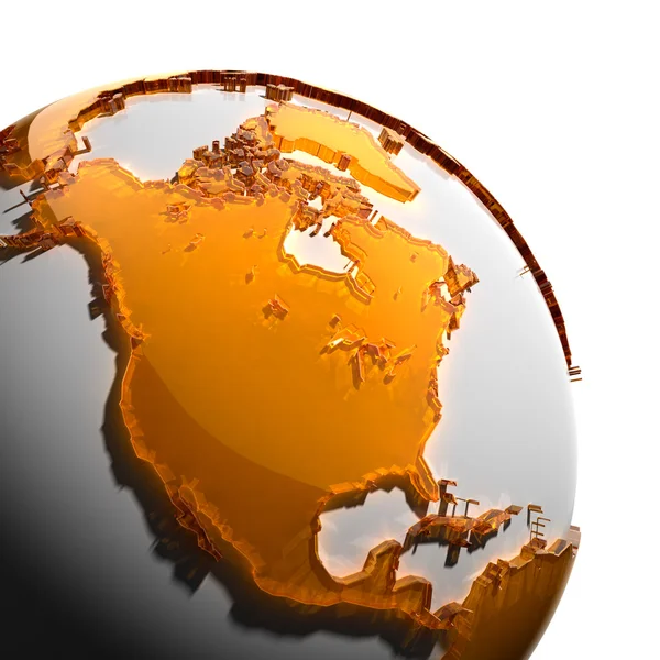 Un fragmento de la Tierra con continentes de cristal naranja —  Fotos de Stock