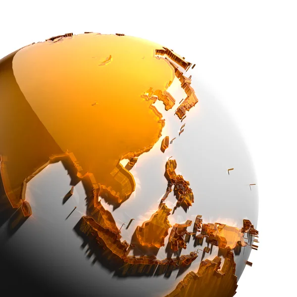 Un fragment de la Terre avec des continents de verre orange — Photo