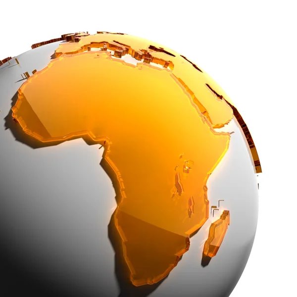 Ett fragment av jorden med kontinenter av orange glas — Stockfoto