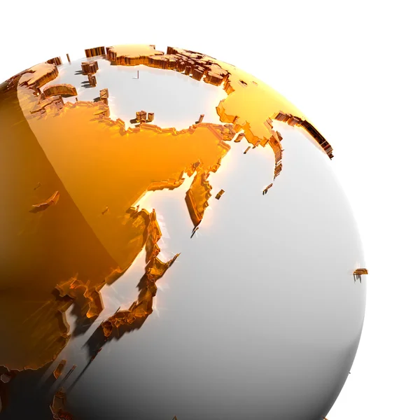 Een fragment van de aarde met continenten van oranje glas — Stockfoto