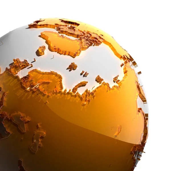 Un frammento di Terra con continenti di vetro arancione — Foto Stock
