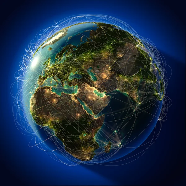 Principales rutas de aviación mundial en el mundo Imagen de stock