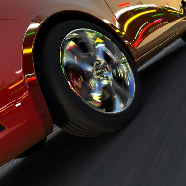 Dynamic racing car and the lights of the city clipart