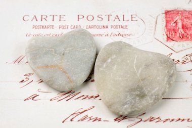 Stone hearts with postcard clipart
