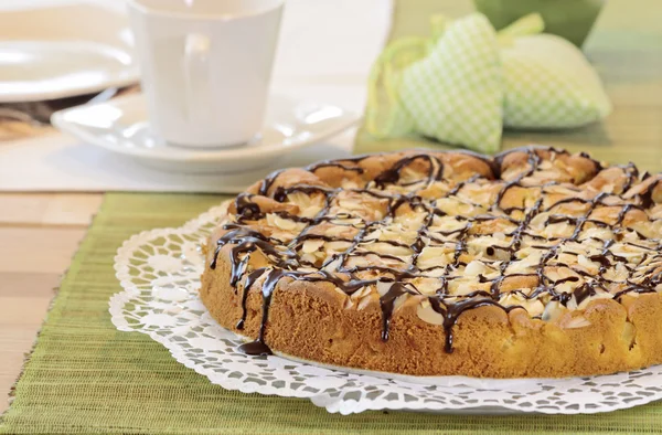 stock image Apple cake on tea table