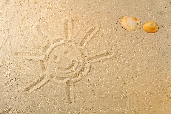 Sun drawn in the sand — Stock Photo, Image