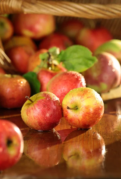 Manzanas sobre una mesa húmeda — Foto de Stock