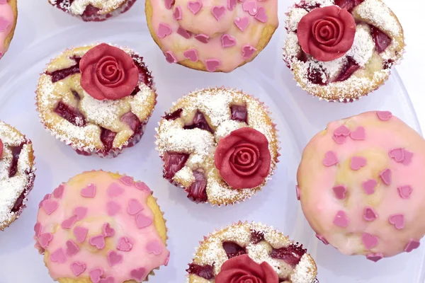 Muffin con marchpane rosa — Foto Stock