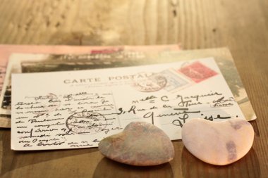 Stone hearts with postcard clipart