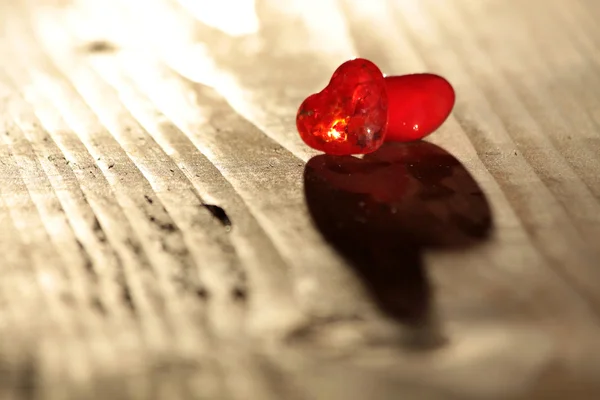 Red glass hearts — Stock Photo, Image