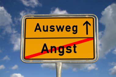 German road sign fear and way out clipart