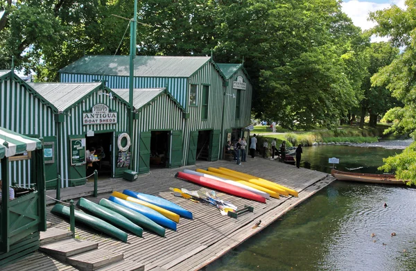 stock image Antigua Boat sheds at the river Avon in Christchurch