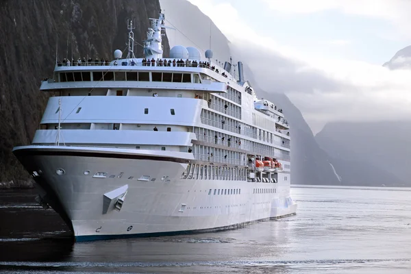 stock image Cruise ship in the Milford Sound