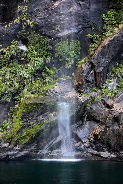 Small water fall in the Milford Sound — Stock Photo, Image
