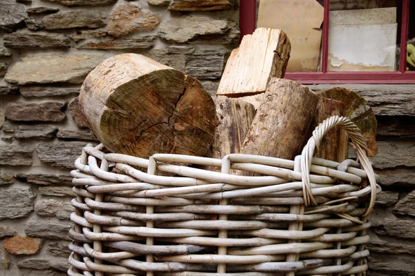 stock image Firewood in basket