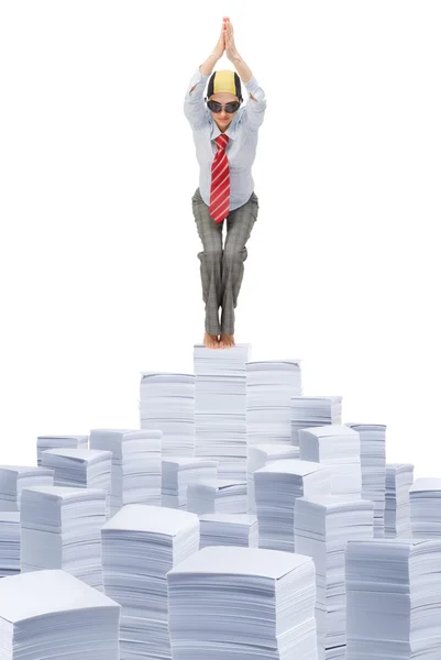 Jumping in the paperwork — Stock Photo, Image