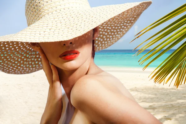 stock image Beauty portrait on the beach