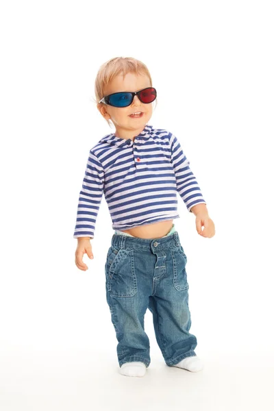 Słodkie dziecko w okulary 3d — Zdjęcie stockowe