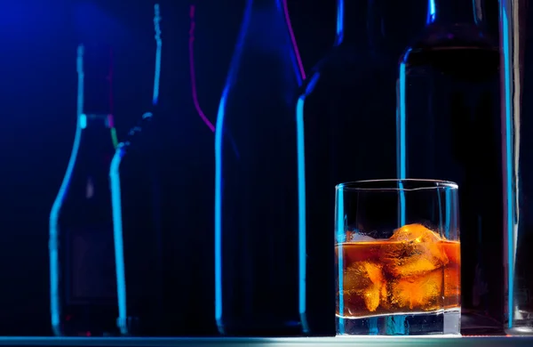 Whiskey with ice in the good bar — Stock Photo, Image