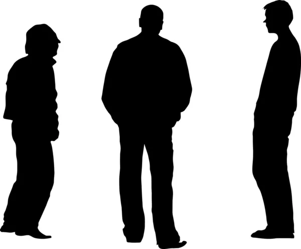 Trois hommes, silhouette — Image vectorielle