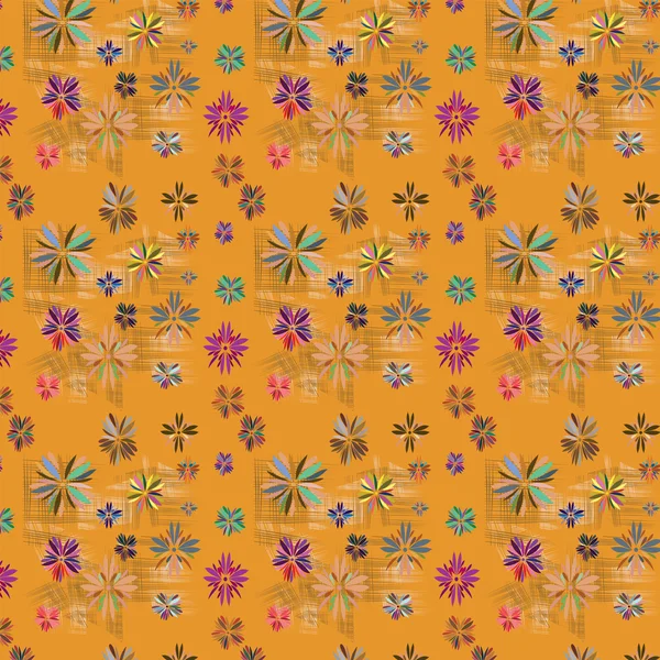 Textura perfecta con flores y figuras geométricas abstractas — Archivo Imágenes Vectoriales