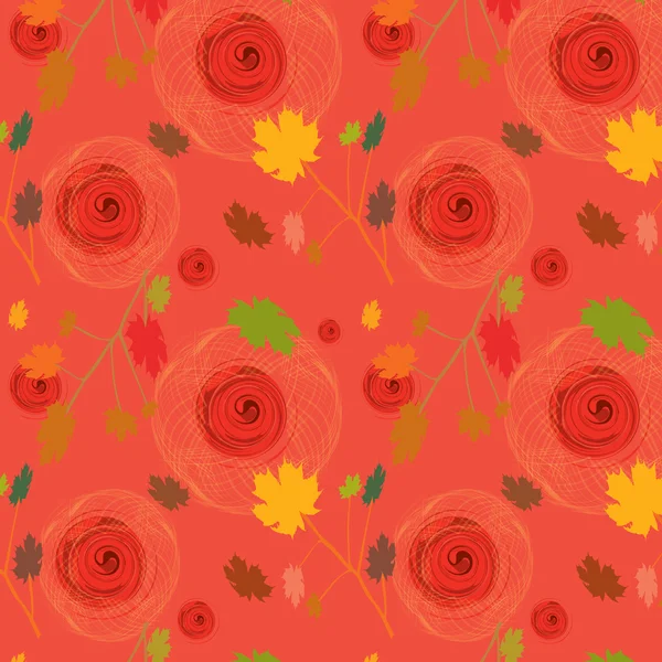 Fond rose sans couture avec feuilles d'érable — Image vectorielle
