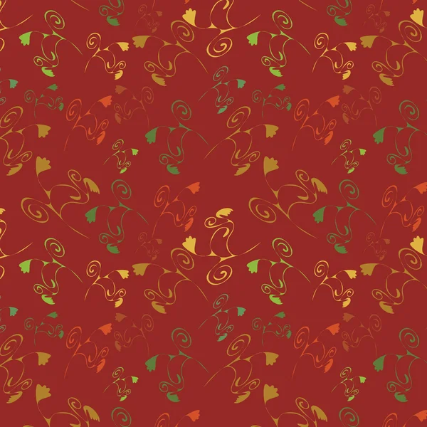 Rödbruna sömlös bakgrund med varicoloured blommor — Stock vektor