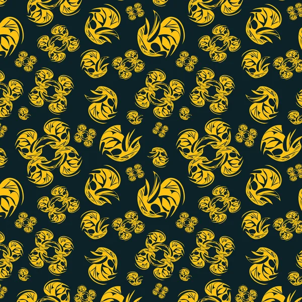 Patrón amarillo sin costura sobre fondo negro — Archivo Imágenes Vectoriales