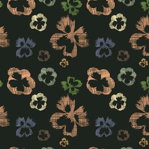 Άνευ ραφής σκούρο φόντο με αφηρημένες άνευ ραφής λουλούδια Διάνυσμα Αρχείου