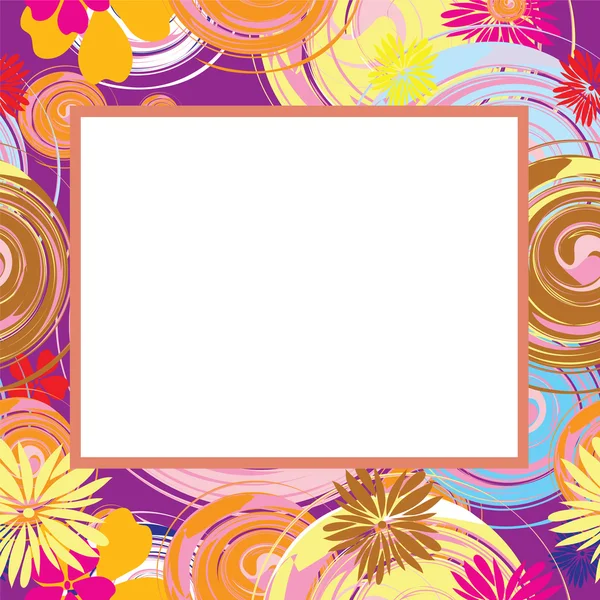 Abstract frame with flowers and oval elements — Stock Vector