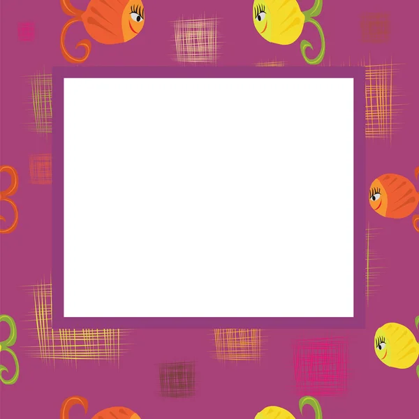 Frame with squares and fishes — Stock Vector