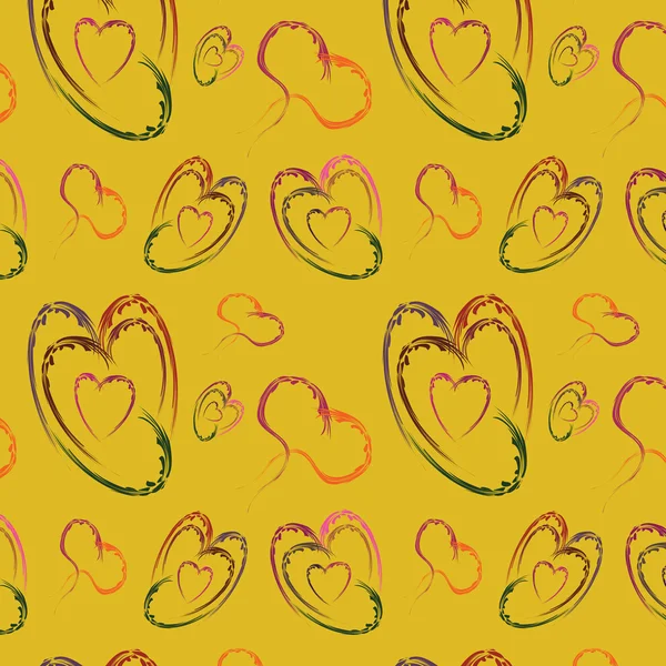 Fond sans couture avec des cœurs abstraits varicolores — Image vectorielle