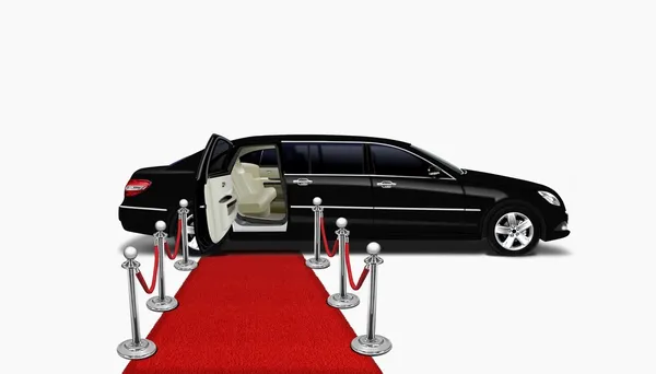 Black limo and red carpet — Stock Photo, Image