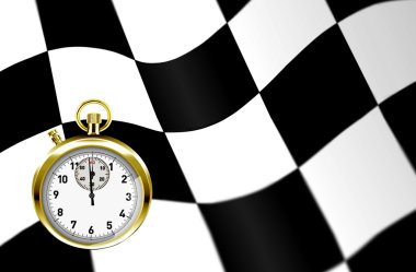 Stopwatch and racing flag clipart